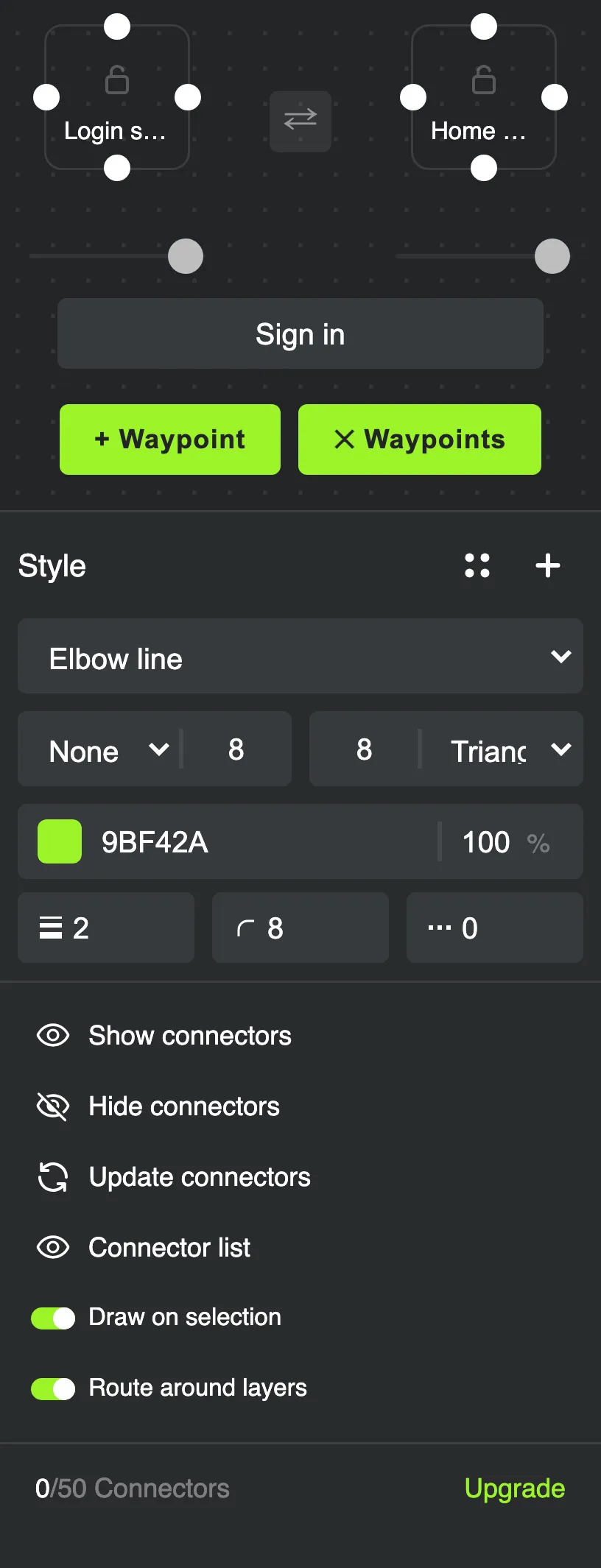 The My Connector plugin panel
